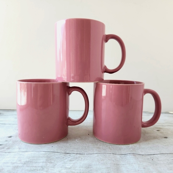 Vintage Dining Vintage Mauve Mug Set Of 3 Dusty Pink Solid Pink